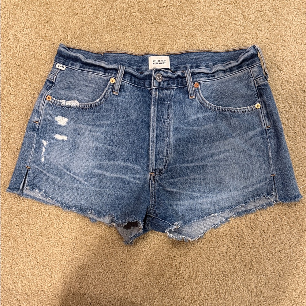 Citizens Of Humanity Distressed Blue Jean Shorts
